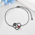 wholesale 925 Sterling Silver Red Heart & Black Rose Charm Bracelet Gift for Her-0-2