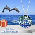 wholesale TOUPOP Dolphin Gifts For Women Sterling Silver Dolphin Pendant Necklace With Crystal Plam Tree Pendant Dolphin Jewelry Gifts For Women Her -0-4