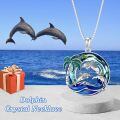 TOUPOP Sterling Silver Crystal Dolphin Palm Tree Pendant Necklace-0-4