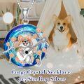 wholesale 925 Sterling Silver Blue Crystal Corgi Dog Guitar Pendant Necklace for Women-0-4