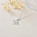 wholesale 925 Sterling Silver Double Heart with Diamonds Pendant Necklace for Women-0-2