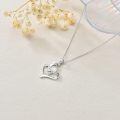 wholesale 925 Sterling Silver Double Heart with Diamonds Pendant Necklace for Women-0-2