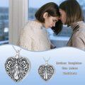 TOUPOP Stainless Steel & Stone Two Side Mom Heart Cremation Urn Necklace-0-1