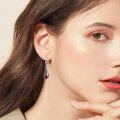 wholesale 925 Sterling Silver Teardrop Red Crystal Gothic Drop Earrings for Women - Halloween s-0-1