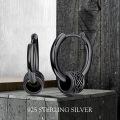 wholesale 925 Sterling Silver Black Gold Plated Celtic Knot Circle Charm Hoop Earrings-0-5
