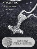 wholesale 925 Sterling Silver Viking Thor's Hammer Mjolnir Pendant Necklace w/ 3+2 Rolo Chains for Men-0-3