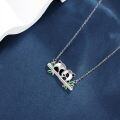 wholesale 925 Sterling Silver Adorable Panda Bear Bamboo Leaves Charm Pendant Necklace for Women Girls  45cm Chain Length-0-3