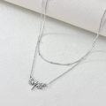 wholesale 925 Sterling Silver Dragonfly Pendant Double Chain Layered Choker Necklaces for Women Gifts-0-1