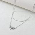 wholesale 925 Sterling Silver Dragonfly Pendant Double Chain Layered Choker Necklaces for Women Gifts-0-1