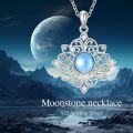 wholesale 925 Sterling Silver Blue Moonstone Flower CZ Pendant Necklace for Women-0-4
