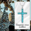 wholesale 925 Sterling Silver Turquoise Cross Pendant Necklace for Women-0-4