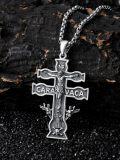 wholesale 925 Sterling Silver Crucifix Cross with Angels and Skulls Pendant Necklace for Men/Women - Catholic Protection -0-4