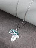 wholesale 925 Sterling Silver African Map Pendant Necklaces with Turquoise Stone and Animal Design Gifts for Men & Women-0-2