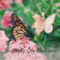 wholesale 925 Sterling Silver Plated Rose Gold Butterfly Opal Pendant Necklace for Women - Cute Animal  for Mothers' Day & Birthdays-0-3