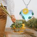 wholesale 925 Sterling Silver Heart-Shaped Sunflower & Leaves Pendant Necklace for Women-0-4