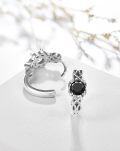 wholesale 925 Sterling Silver Black CZ Stone Norse Viking Celtic Knot Huggie Hoop Earrings 8mm Diameter-0-1