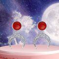 wholesale 925 Sterling Silver Blue Lapis Lazuli and Red Agate Celtic Knot Moon Drop Earrings for Women - Boho s-0-9