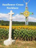 wholesale 925 Sterling Silver Cross Pendant Necklace With Abalone Shell Gold Sunflower Zircon For Women-0-5