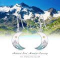 wholesale 925 Sterling Silver Crescent Moon with Mountain & Turquoise Stone Inlay Dangle Drop Earrings-0-5