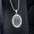 wholesale Sterling Silver Saint Medal Oval Necklace for Men Women Religious Jewelry-0-71