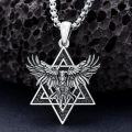 wholesale 925 Sterling Silver Eagle Star Triangle Pendant Necklace s for Women and Men-0-2