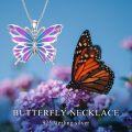 wholesale 925 Sterling Silver Purple & Blue Enamel Butterfly Pendant Necklace for Women-0-5