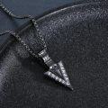 wholesale 925 Sterling Silver Black Enamel Norse Rune Arrowhead Pendant Necklace for Men-0-1