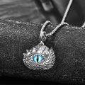 wholesale 925 Sterling Silver Dragon Head Necklace with Turquoise Eyes and Chain for Men Women  48cm Length-0-3