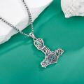 wholesale 925 Sterling Silver Viking Thor's Hammer Necklace w/Tree of Life & Vegvisir Charm for Men Women Norse Mythology s -0-4
