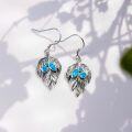 wholesale 925 Sterling Silver & Blue Opal Leaf Earrings – Inverted Teardrop Design, Hypoallergenic, Gift for Her-0-3