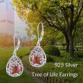 wholesale 925 Sterling Silver Tree Of Life Drop Earrings Wholesale With Green Stone-0-77