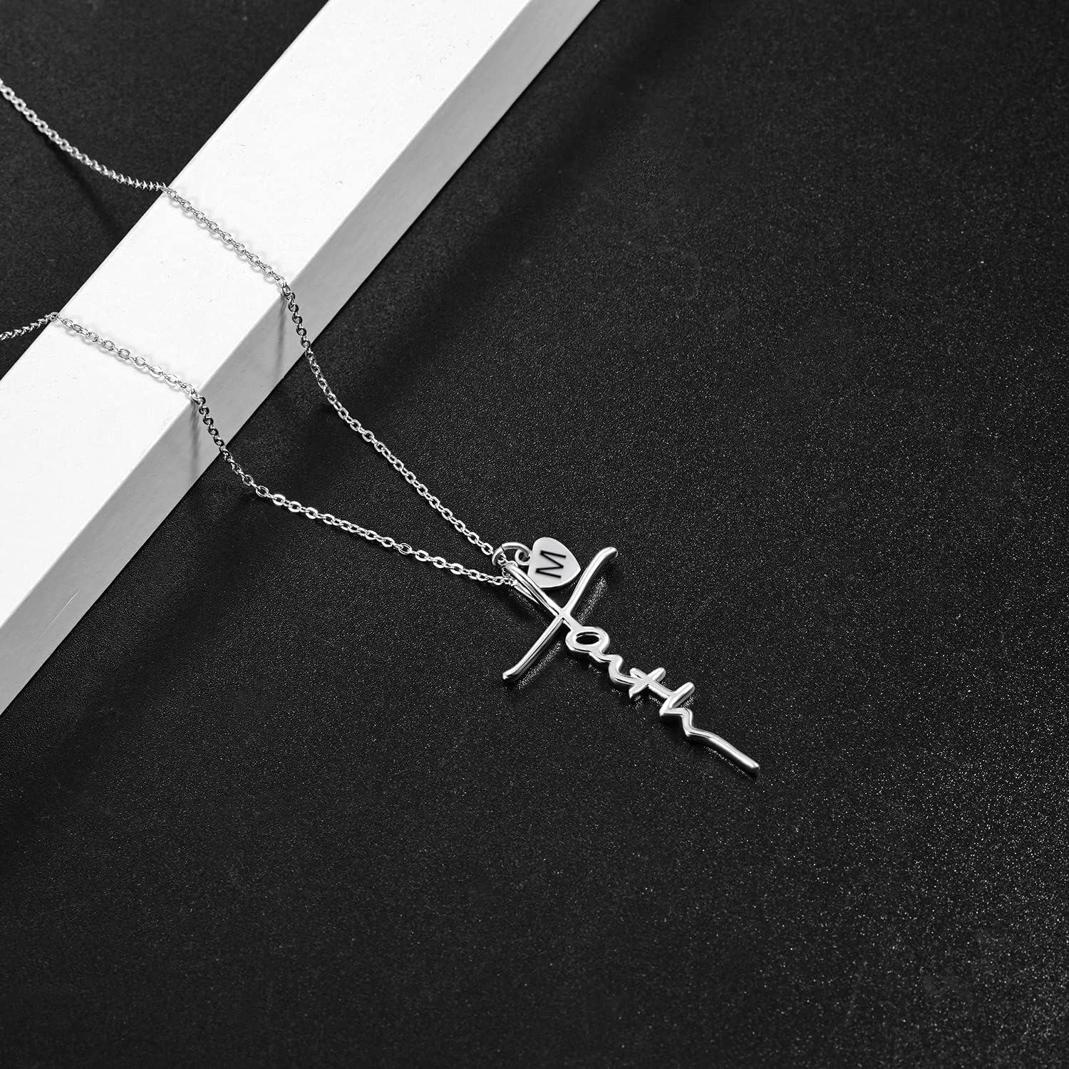 925 Sterling Silver Birthstone Faith Cross Pendant Necklace for Women-0-1