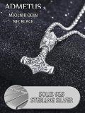 wholesale 925 Sterling Silver Viking Thor's Hammer Pendant Necklace w/ 24 Rolo Chain for Men-0-3