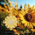 wholesale Gold 925 Sterling Silver 18K Gold Plated Cubic Zirconia Sunflower Pendant Necklace for Women-0-5