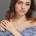 wholesale 925 Sterling Silver Breast Cancer Awareness Pink Ribbon Dove Pendant Necklace-0-3