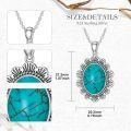 wholesale 925 Sterling Silver Natural Turquoise Flower Shape Pendant Necklace for Women Girls  43cm Chain Length-0-4
