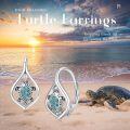 wholesale 925 Sterling Silver Turquoise Turtle Leverback Hoop Earrings - Boho Beach Jewelry for Women-0-5