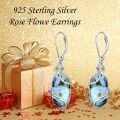 wholesale Sterling Silver Rose Flower Earrings with Natural Gemstone Fine Jewelry Gift for Her-0-27