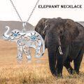 wholesale 925 Sterling Silver Elephant Pendant with Blue Crystal Eyes and Floral Design - Unique Animal  for Her-0-5