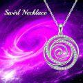 wholesale 925 Sterling Silver Gold Over Sterling Silver & Zircon Spiral Pendant Necklace for Women-0-4
