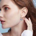 wholesale 925 Sterling Silver Butterfly Drop Earrings Purple Teal Enamel Cubic Zirconia-0-1