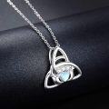 wholesale Sterling Silver & Moonstone Celtic Claddagh Trinity Knot Necklace - 20mm Pendant, 18+2 Chain, High Polish, 925 Stamp, Hypoallergenic Gift-0-4