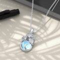 wholesale 925 Sterling Silver Blue Moonstone Poodle Pendant Necklaces for Women Memory Gifts-0-2