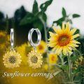 wholesale 925 Sterling Silver Sunflower Daisy Drop Earrings for Women Girls Gifts -0-4