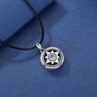 wholesale 925 Sterling Silver Star Moonstone Inspirational Pendant Necklace-10-Compass Locket （NO-Customized ）