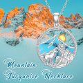 wholesale 925 Sterling Silver Turquoise Wolf and Mountain Pendant Necklace for Women & Men-0-1