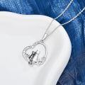 wholesale 925 Sterling Silver Heart-Shaped Pendant with Cats and Stars for Cat Lovers - Women's -0-3