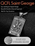 wholesale 925 Sterling Silver St George Dragon Slayer Protect Us Mens Pendant Necklace-0-2