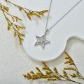 wholesale 925 Sterling Silver Double Layered Star Pendant Necklace with Cubic Zirconia  for Mother Wife Girlfriend Daughter Sister Friends-0-3