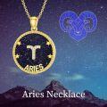 wholesale 14k Gold Plated Blue Sandstone Zodiac Necklace 12 Constellation Pendant for Women-0-15